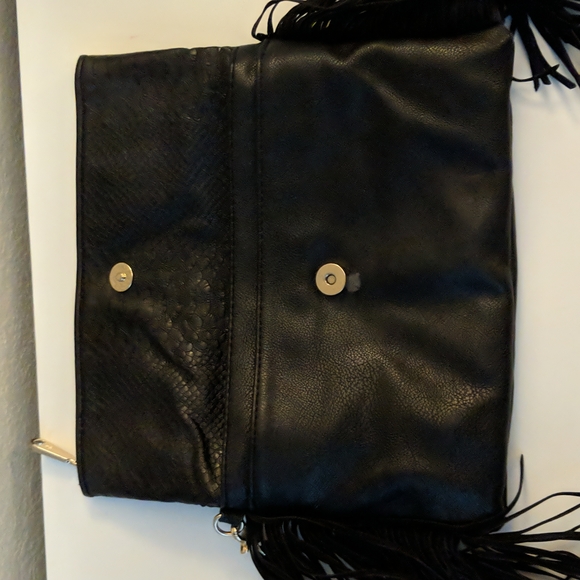 Leather Fringe Fold Over Clutch - Picture 4 of 12